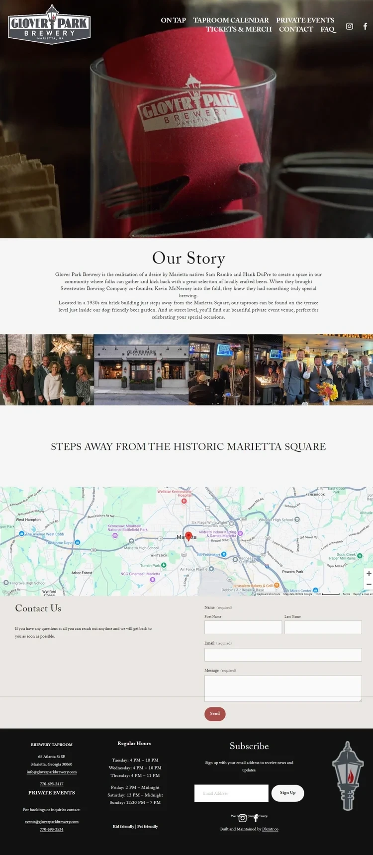 Glover Park Brewery website design