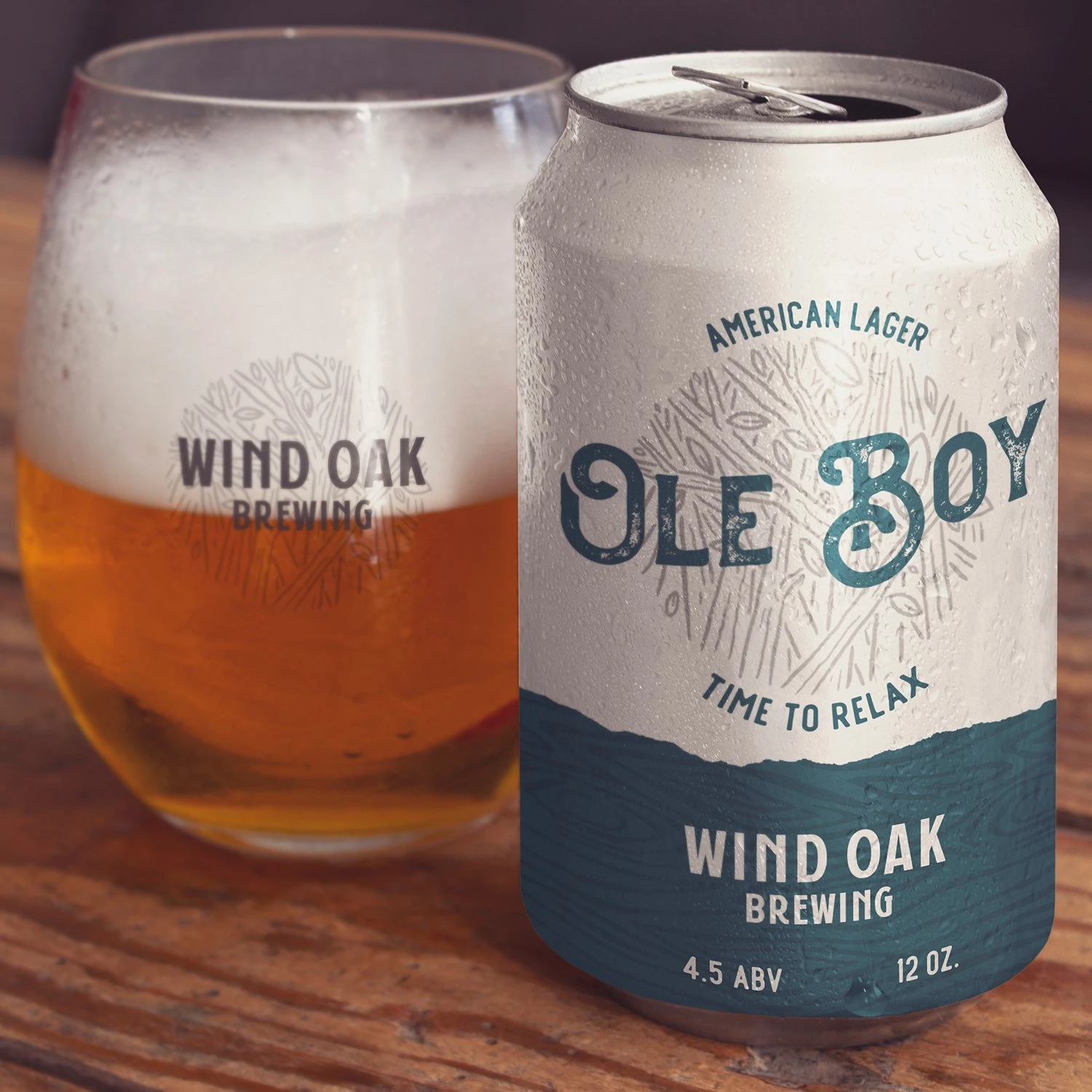 Wind Oak Brewing Ole Boy can and a glass of beer